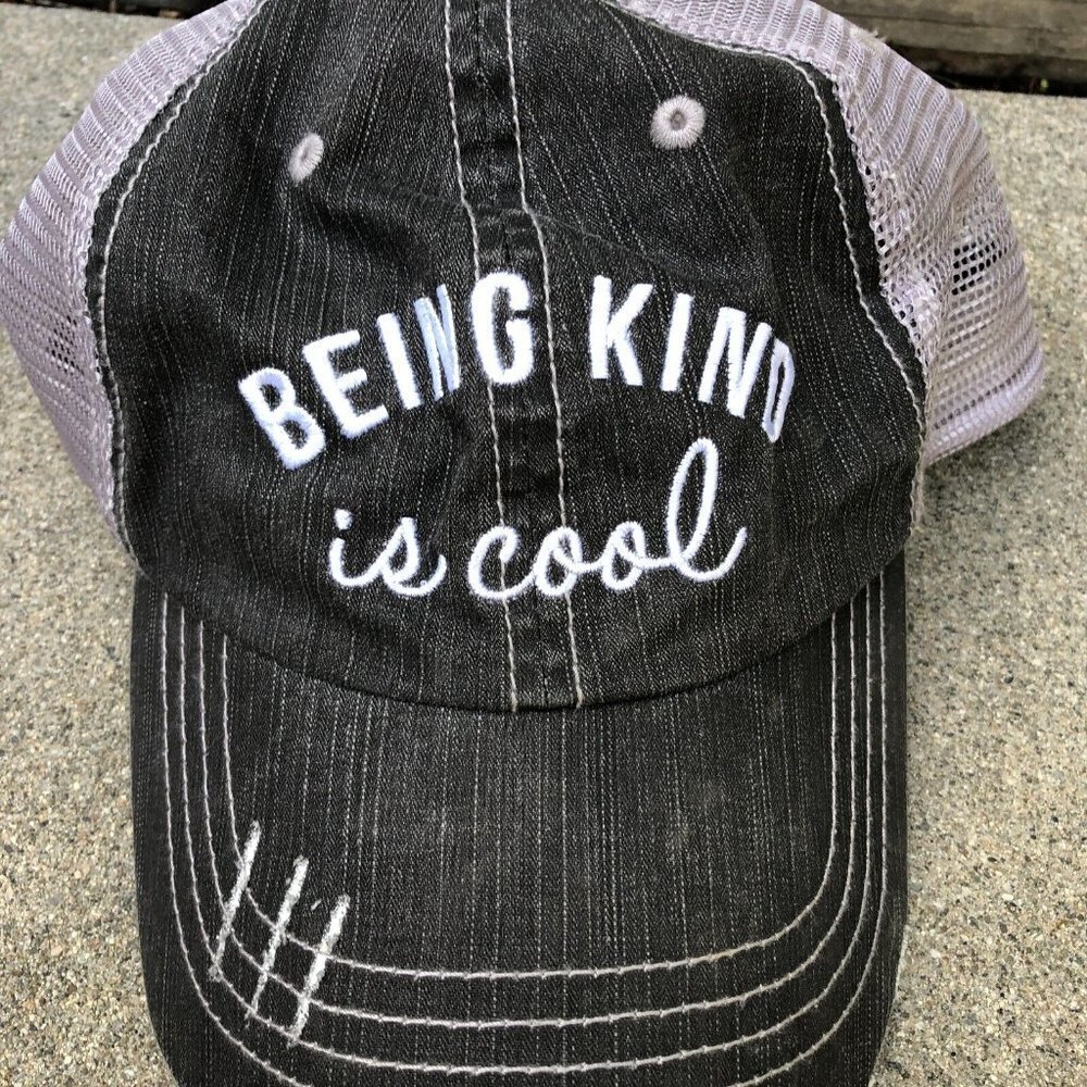 MEGA CAP BEING KIND IS COOL Trucker Hat Unisex Grey Adjustable Cap Baseball - Picture 5 of 5